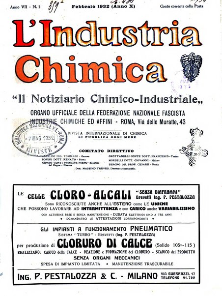 L'industria chimica organo ufficiale della Federazione nazionale fascista industrie chimiche ed affini