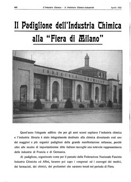 L'industria chimica organo ufficiale della Federazione nazionale fascista industrie chimiche ed affini