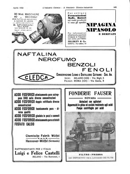 L'industria chimica organo ufficiale della Federazione nazionale fascista industrie chimiche ed affini