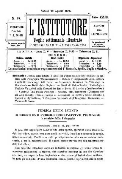 L'istitutore giornale della societa d'istruzione e di educazione dedicato ai maestri, alle maestre, ai padri di famiglia ed ai comuni