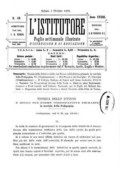 L'istitutore giornale della societa d'istruzione e di educazione dedicato ai maestri, alle maestre, ai padri di famiglia ed ai comuni