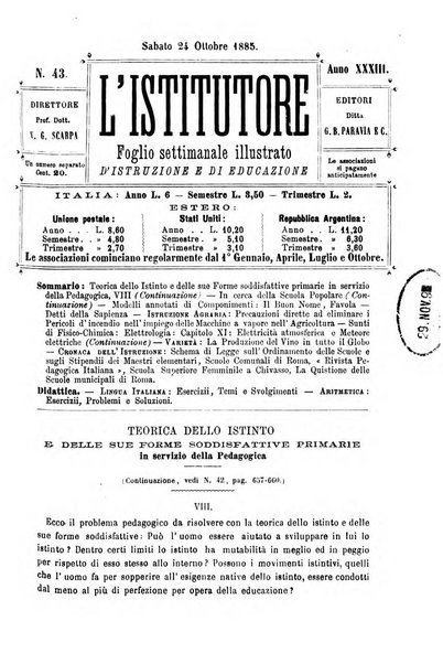 L'istitutore giornale della societa d'istruzione e di educazione dedicato ai maestri, alle maestre, ai padri di famiglia ed ai comuni