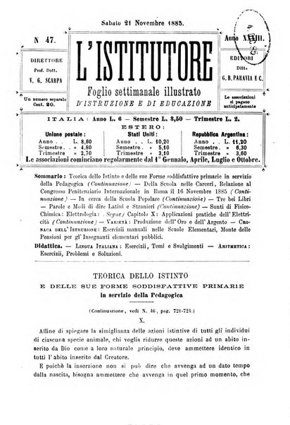 L'istitutore giornale della societa d'istruzione e di educazione dedicato ai maestri, alle maestre, ai padri di famiglia ed ai comuni