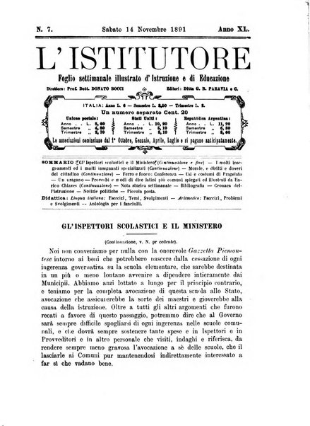 L'istitutore giornale della societa d'istruzione e di educazione dedicato ai maestri, alle maestre, ai padri di famiglia ed ai comuni