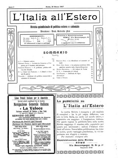 L'Italia all'estero rivista di politica estera e coloniale