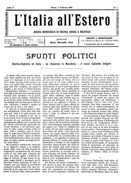 L'Italia all'estero rivista di politica estera e coloniale