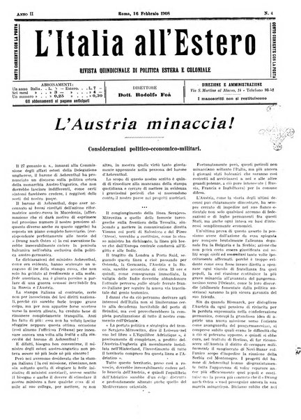 L'Italia all'estero rivista di politica estera e coloniale