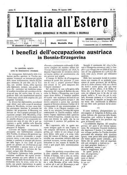 L'Italia all'estero rivista di politica estera e coloniale