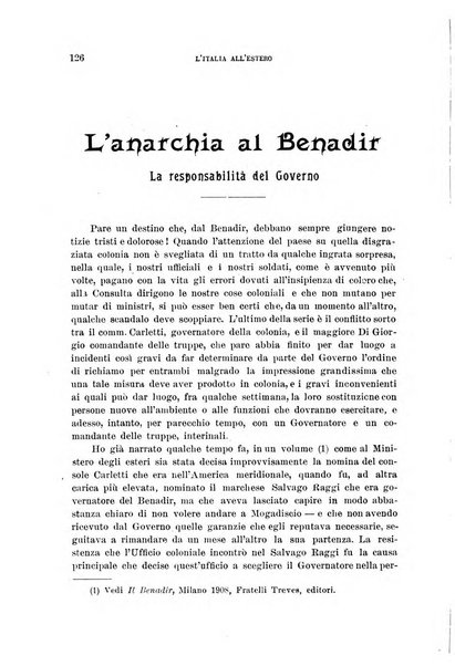 L'Italia all'estero rivista di politica estera e coloniale