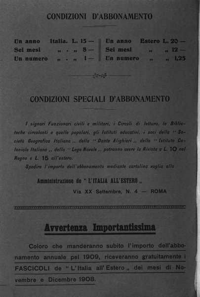 L'Italia all'estero rivista di politica estera e coloniale