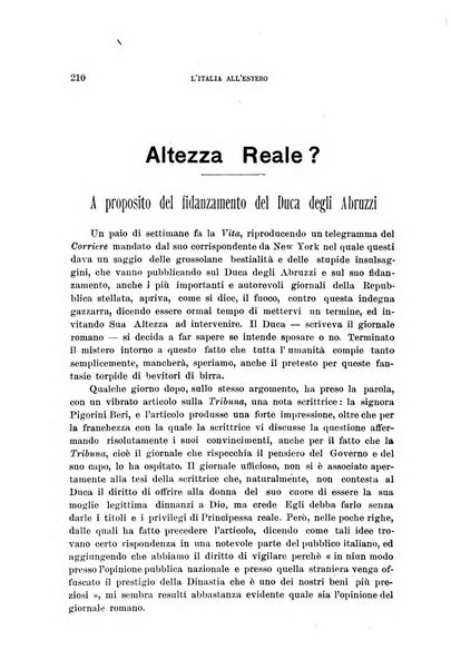 L'Italia all'estero rivista di politica estera e coloniale