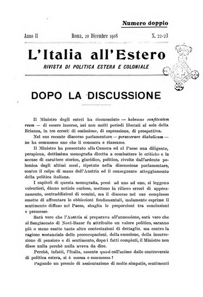 L'Italia all'estero rivista di politica estera e coloniale