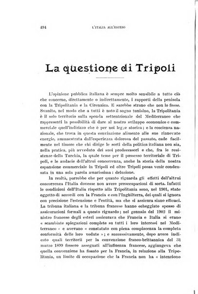 L'Italia all'estero rivista di politica estera e coloniale