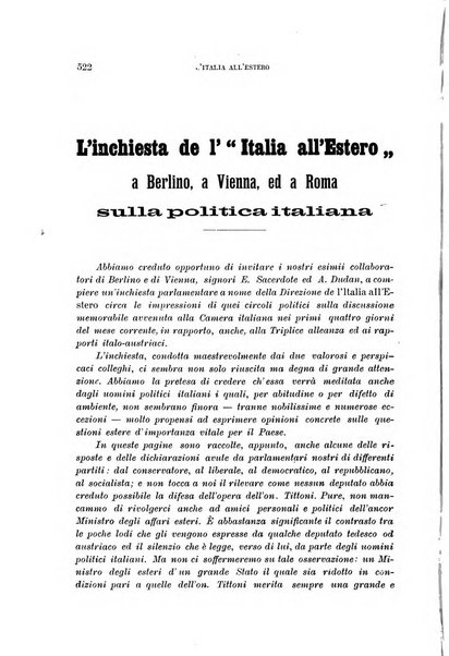 L'Italia all'estero rivista di politica estera e coloniale