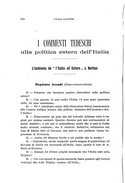 L'Italia all'estero rivista di politica estera e coloniale