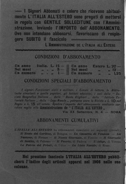 L'Italia all'estero rivista di politica estera e coloniale