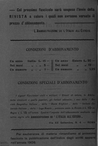 L'Italia all'estero rivista di politica estera e coloniale