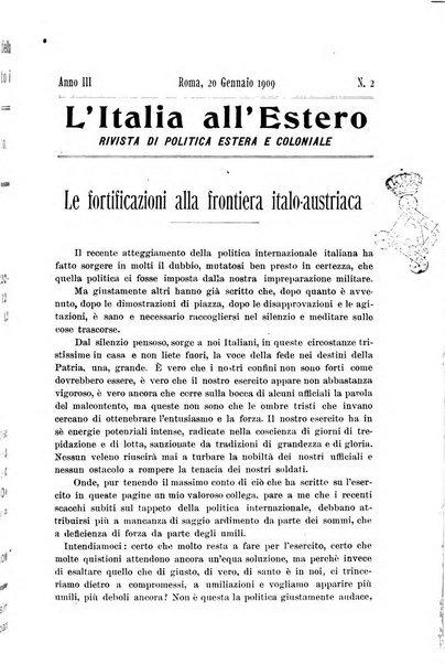 L'Italia all'estero rivista di politica estera e coloniale