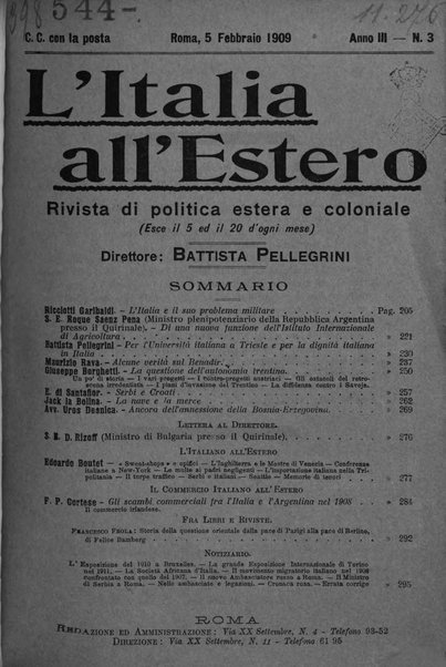 L'Italia all'estero rivista di politica estera e coloniale