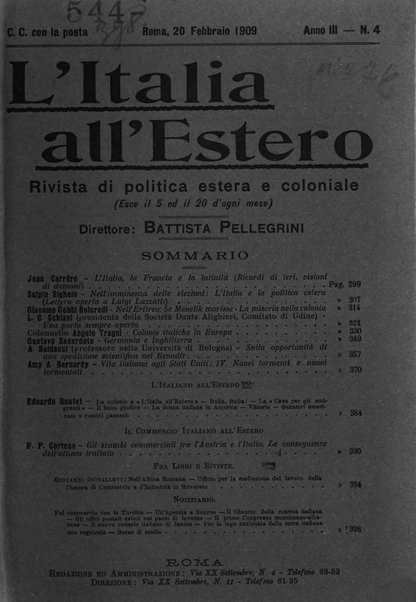 L'Italia all'estero rivista di politica estera e coloniale