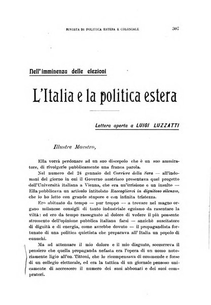 L'Italia all'estero rivista di politica estera e coloniale