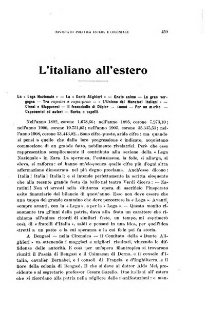 L'Italia all'estero rivista di politica estera e coloniale