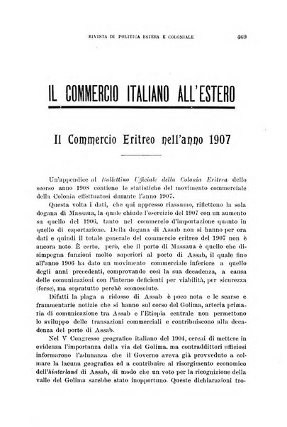 L'Italia all'estero rivista di politica estera e coloniale