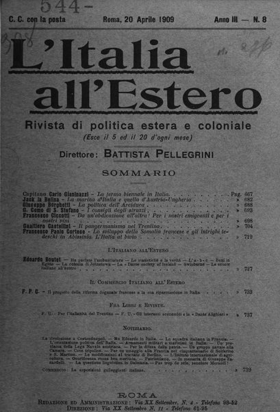 L'Italia all'estero rivista di politica estera e coloniale