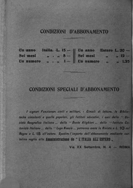 L'Italia all'estero rivista di politica estera e coloniale