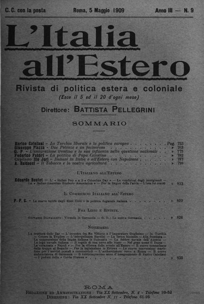 L'Italia all'estero rivista di politica estera e coloniale