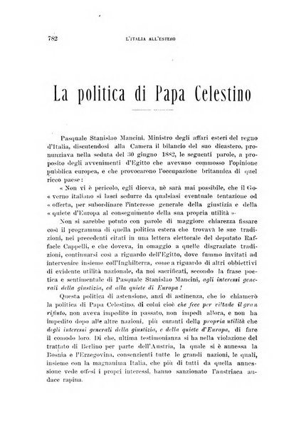 L'Italia all'estero rivista di politica estera e coloniale