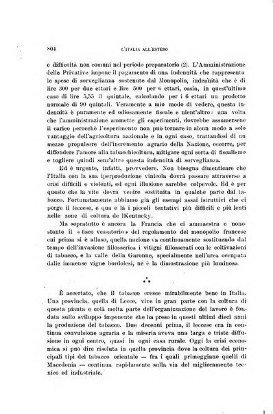 L'Italia all'estero rivista di politica estera e coloniale