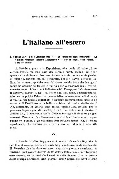 L'Italia all'estero rivista di politica estera e coloniale