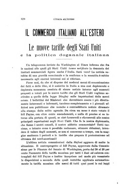 L'Italia all'estero rivista di politica estera e coloniale