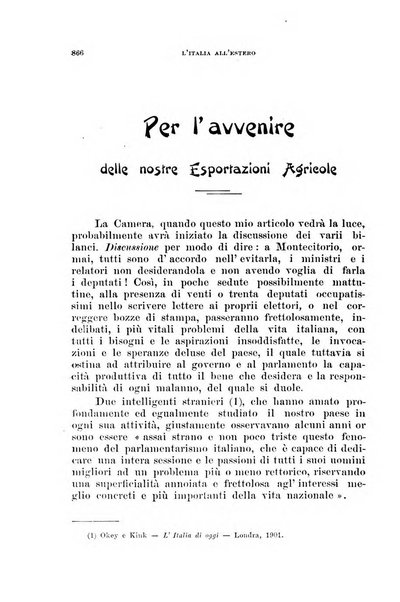 L'Italia all'estero rivista di politica estera e coloniale