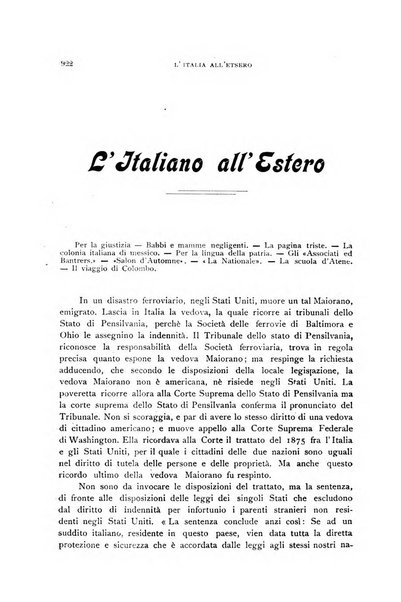 L'Italia all'estero rivista di politica estera e coloniale