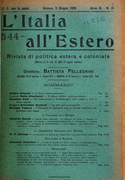 L'Italia all'estero rivista di politica estera e coloniale