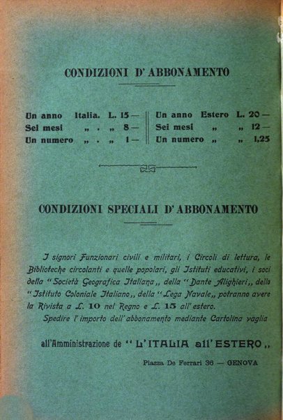 L'Italia all'estero rivista di politica estera e coloniale