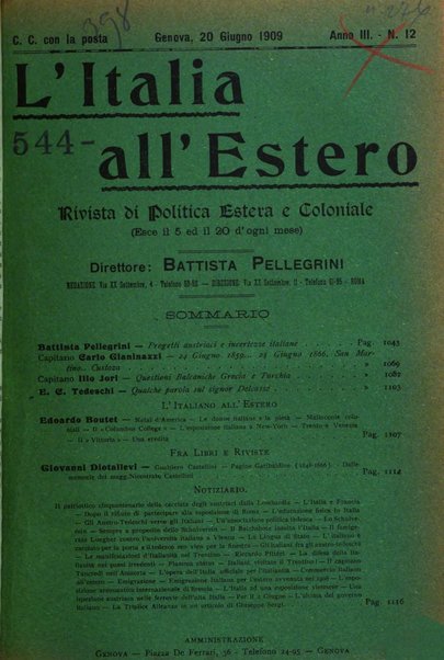 L'Italia all'estero rivista di politica estera e coloniale