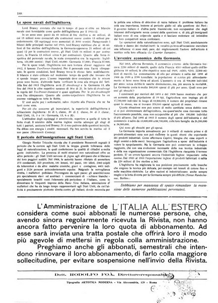 L'Italia all'estero rivista di politica estera e coloniale