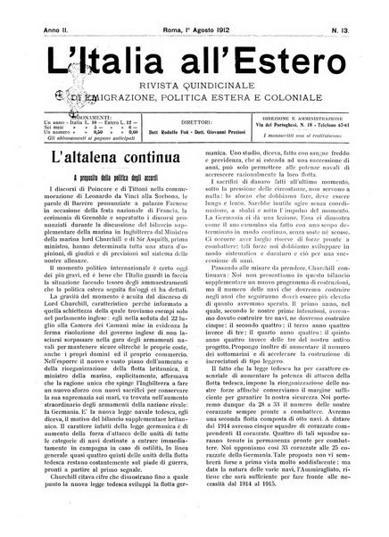 L'Italia all'estero rivista di politica estera e coloniale