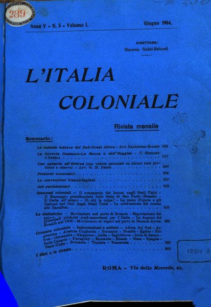 L'Italia coloniale rivista mensile