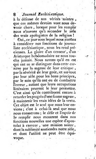 Journal ecclesiastique ou bibliotheque raisonnée des sciences ecclésiastiques