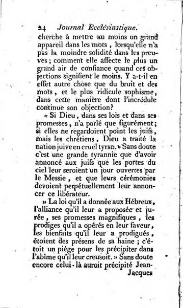 Journal ecclesiastique ou bibliotheque raisonnée des sciences ecclésiastiques