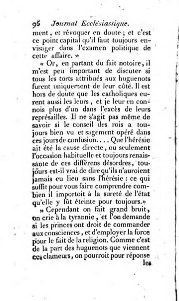 Journal ecclesiastique ou bibliotheque raisonnée des sciences ecclésiastiques