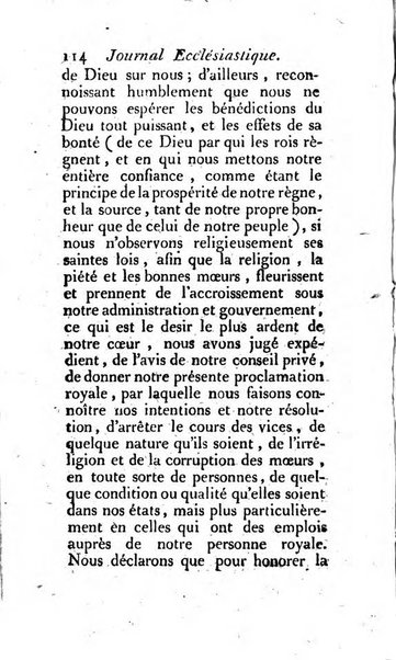 Journal ecclesiastique ou bibliotheque raisonnée des sciences ecclésiastiques