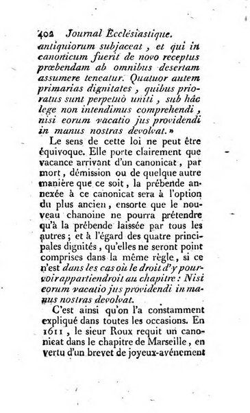 Journal ecclesiastique ou bibliotheque raisonnée des sciences ecclésiastiques