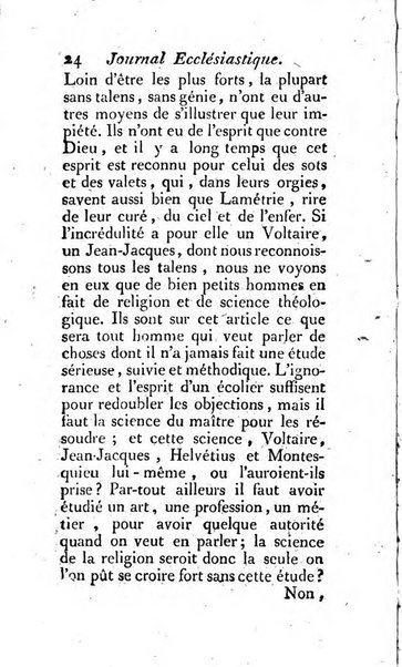 Journal ecclesiastique ou bibliotheque raisonnée des sciences ecclésiastiques