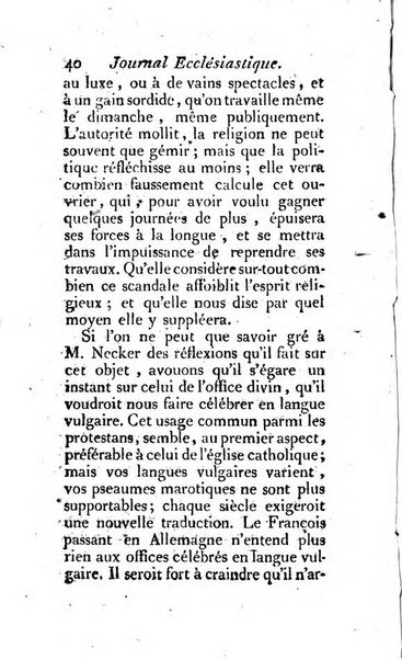 Journal ecclesiastique ou bibliotheque raisonnée des sciences ecclésiastiques