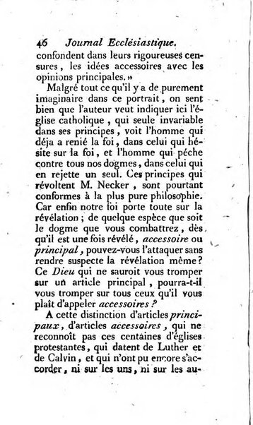 Journal ecclesiastique ou bibliotheque raisonnée des sciences ecclésiastiques